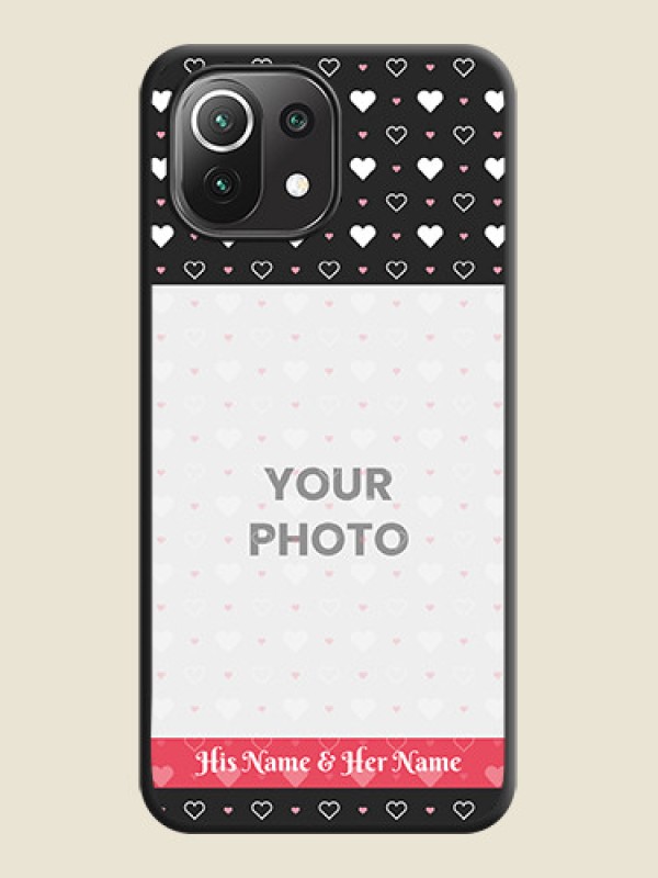 Custom White Color Love Symbols with Text Design on Photo on Space Black Soft Matte Phone Cover - Mi 11 Lite - alternate view