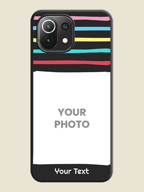 Custom Multicolor Lines with Image on Space Black Personalized Soft Matte Phone Covers - Mi 11 Lite - alternate view