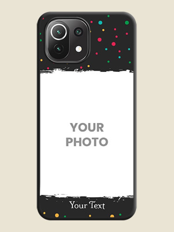 Custom Multicolor Dotted Pattern with Text on Space Black Custom Soft Matte Phone Back Cover - Mi 11 Lite - alternate view