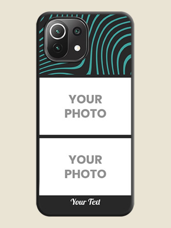 Custom Wave Pattern with 2 Image Holder on Space Black Personalized Soft Matte Phone Covers - Mi 11 Lite - alternate view