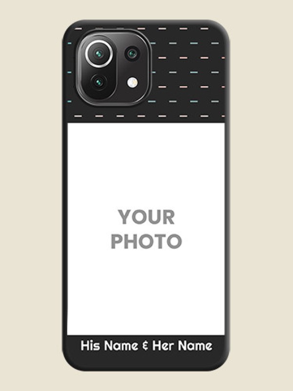 Custom Line Pattern Design with Text on Space Black Custom Soft Matte Phone Back Cover - Mi 11 Lite - alternate view