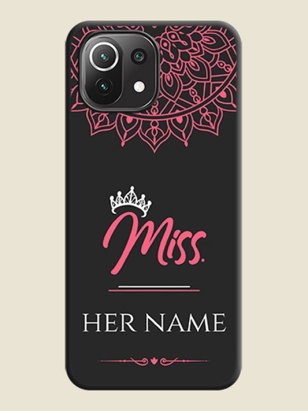 Custom Mrs Name with Floral Design on Space Black Personalized Soft Matte Phone Covers - Mi 11 Lite - alternate view
