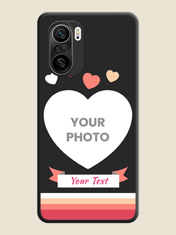 Custom Love Shaped Photo with Colorful Stripes on Personalised Space Black Soft Matte Cases - Mi 11X - alternate view