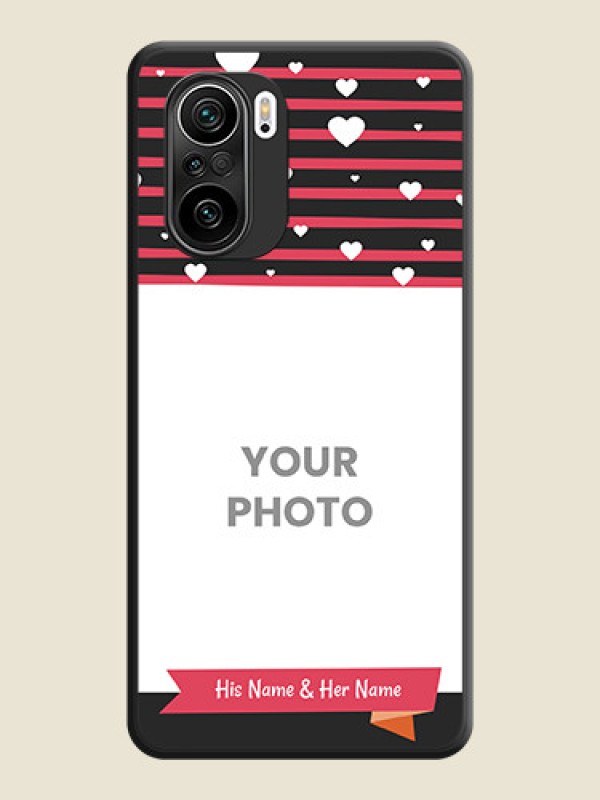 Custom White Color Love Symbols with Pink Lines Pattern on Space Black Custom Soft Matte Phone Cases - Mi 11X - alternate view