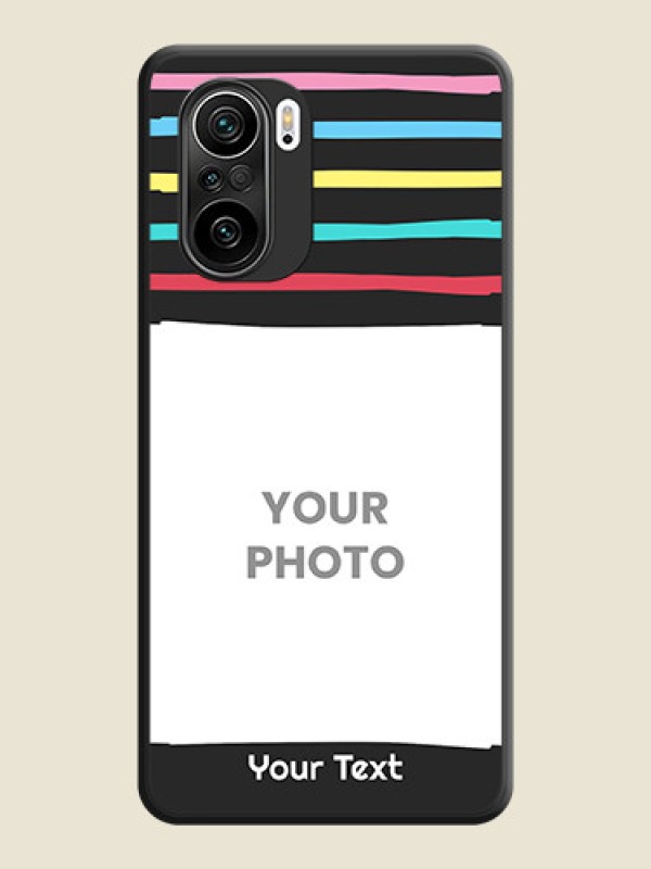 Custom Multicolor Lines with Image on Space Black Personalized Soft Matte Phone Covers - Mi 11X - alternate view