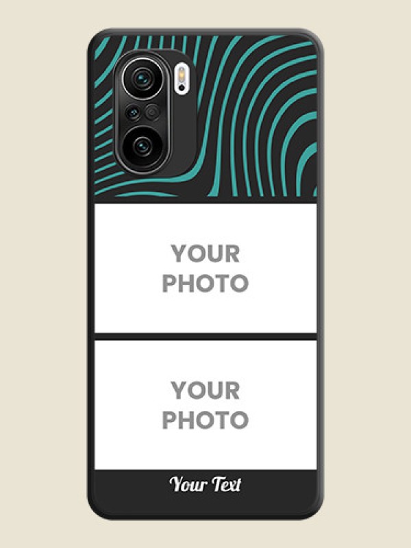 Custom Wave Pattern with 2 Image Holder on Space Black Personalized Soft Matte Phone Covers - Mi 11X - alternate view