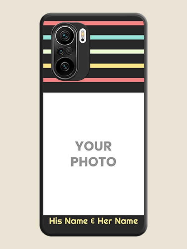 Custom Color Stripes with Photo and Text on Photo on Space Black Soft Matte Mobile Case - Mi 11X - alternate view