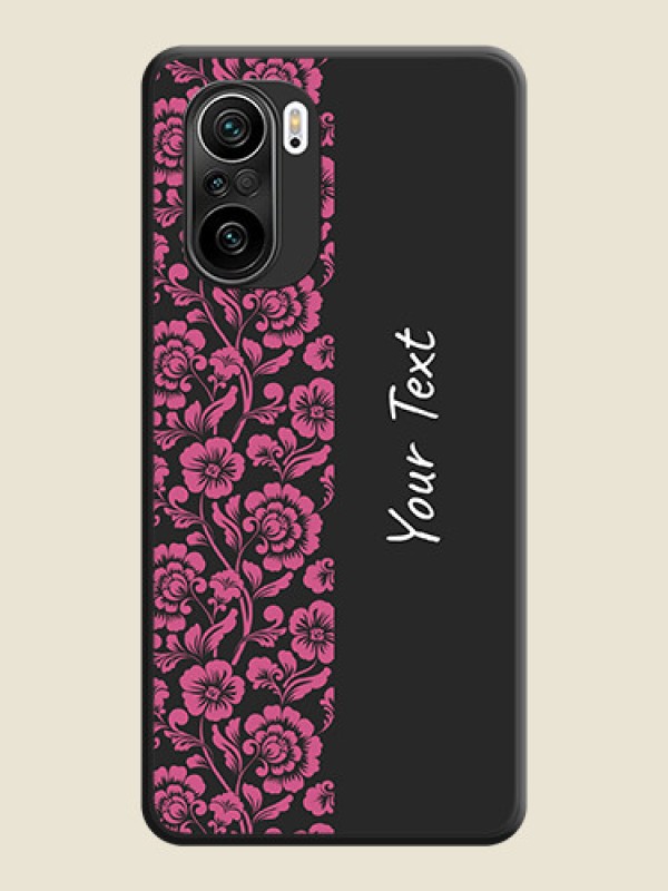 Custom Pink Floral Pattern Design With Custom Text On Space Black Personalized Soft Matte Phone Covers -Xiaomi Mi 11X 5G - alternate view