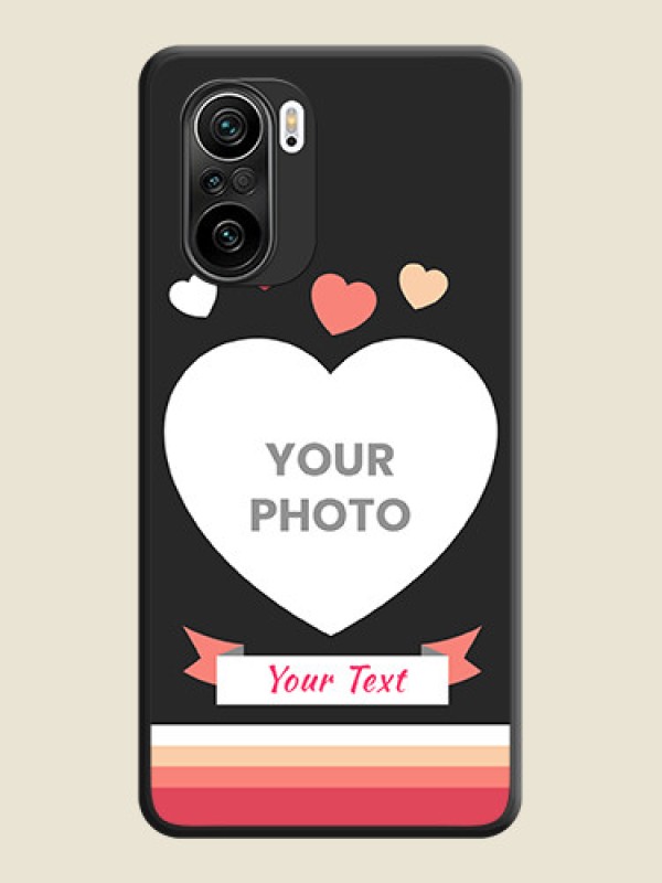 Custom Love Shaped Photo with Colorful Stripes on Personalised Space Black Soft Matte Cases - Mi 11X Pro - alternate view