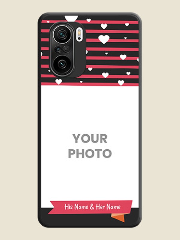Custom White Color Love Symbols with Pink Lines Pattern on Space Black Custom Soft Matte Phone Cases - Mi 11X Pro - alternate view