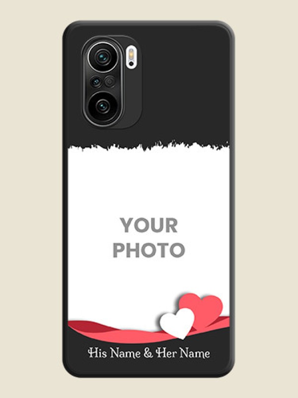 Custom Pin Color Love Shaped Ribbon Design with Text on Space Black Custom Soft Matte Phone Back Cover - Mi 11X Pro - alternate view