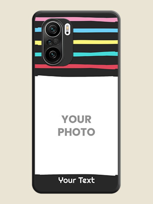 Custom Multicolor Lines with Image on Space Black Personalized Soft Matte Phone Covers - Mi 11X Pro - alternate view