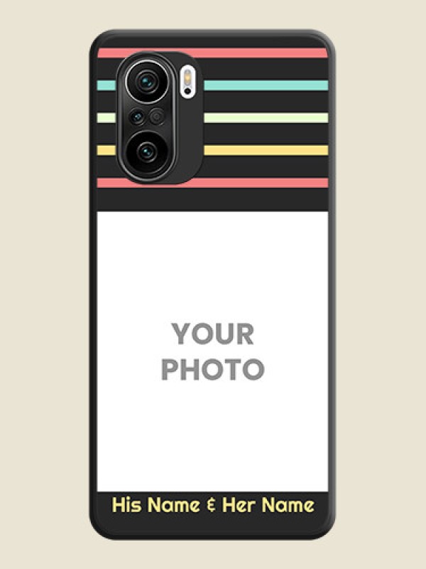 Custom Color Stripes with Photo and Text on Photo on Space Black Soft Matte Mobile Case - Mi 11X Pro - alternate view