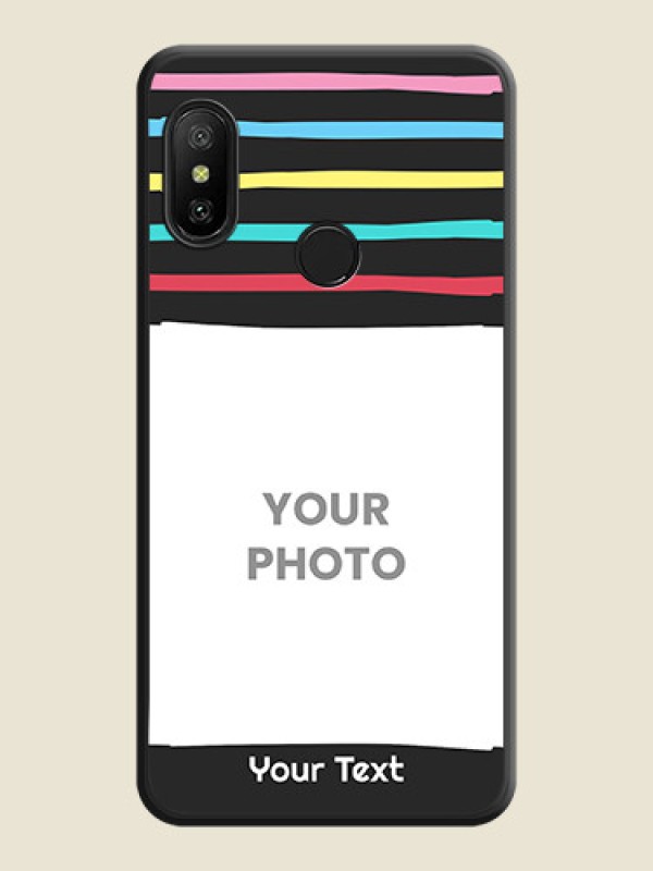 Custom Multicolor Lines with Image on Space Black Personalized Soft Matte Phone Covers - Mi A2 Lite - alternate view