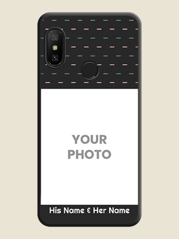 Custom Line Pattern Design with Text on Space Black Custom Soft Matte Phone Back Cover - Mi A2 Lite - alternate view