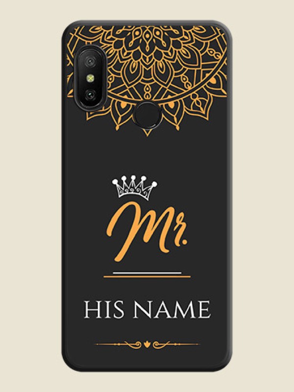 Custom Mr Name with Floral Design  on Personalised Space Black Soft Matte Cases - Mi A2 Lite - alternate view