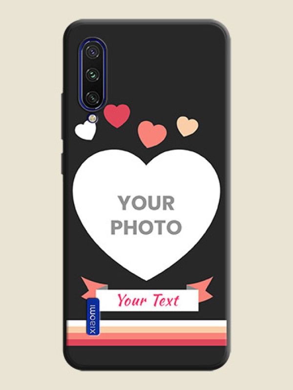 Custom Love Shaped Photo with Colorful Stripes on Personalised Space Black Soft Matte Cases - Mi A3 - alternate view