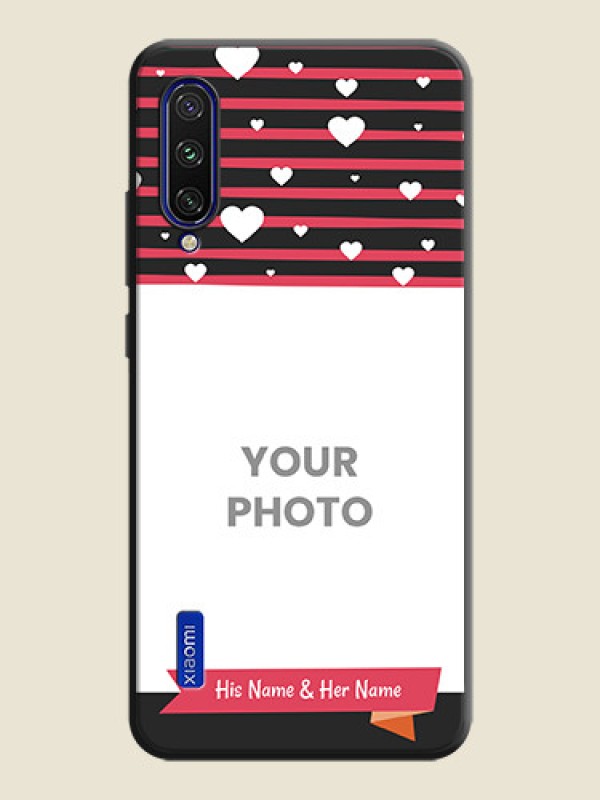 Custom White Color Love Symbols with Pink Lines Pattern on Space Black Custom Soft Matte Phone Cases - Mi A3 - alternate view