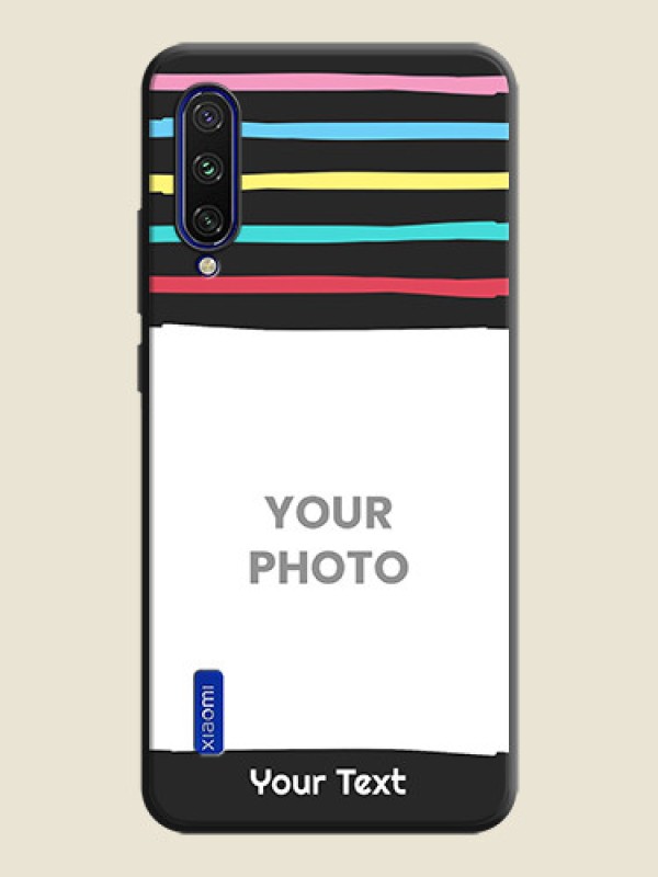 Custom Multicolor Lines with Image on Space Black Personalized Soft Matte Phone Covers - Mi A3 - alternate view