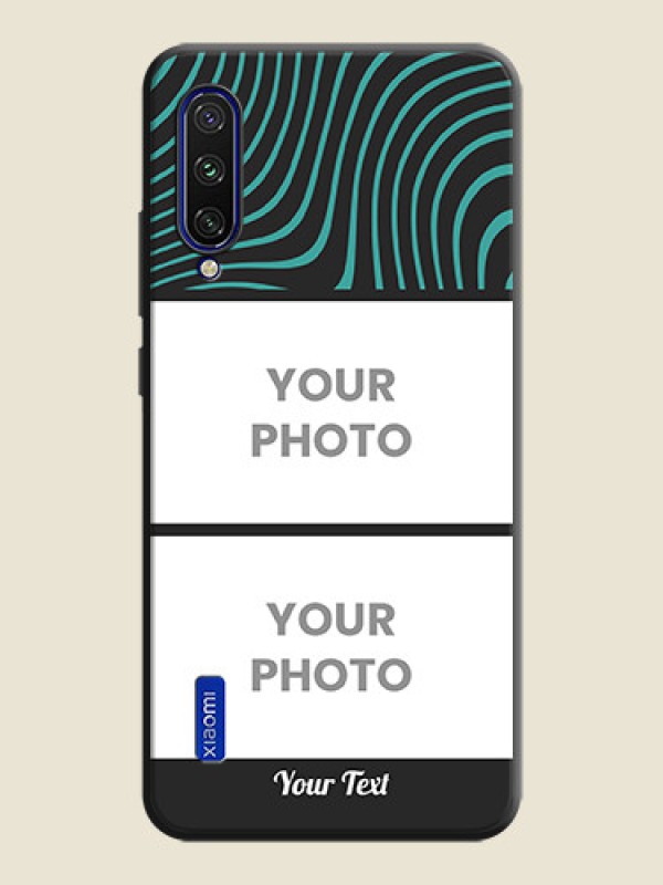 Custom Wave Pattern with 2 Image Holder on Space Black Personalized Soft Matte Phone Covers - Mi A3 - alternate view