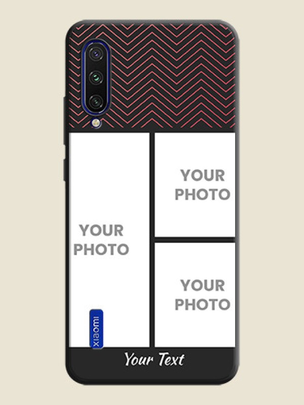 Custom Wave Pattern with 3 Image Holder on Space Black Custom Soft Matte Back Cover - Mi A3 - alternate view