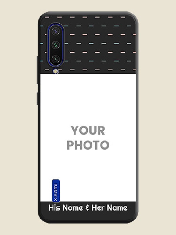 Custom Line Pattern Design with Text on Space Black Custom Soft Matte Phone Back Cover - Mi A3 - alternate view