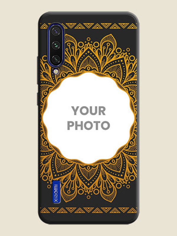 Custom Round Image with Floral Design - Photo on Space Black Soft Matte Mobile Cover - Mi A3 - alternate view