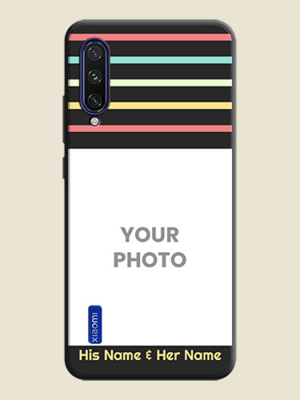 Custom Color Stripes with Photo and Text - Photo on Space Black Soft Matte Mobile Case - Mi A3 - alternate view