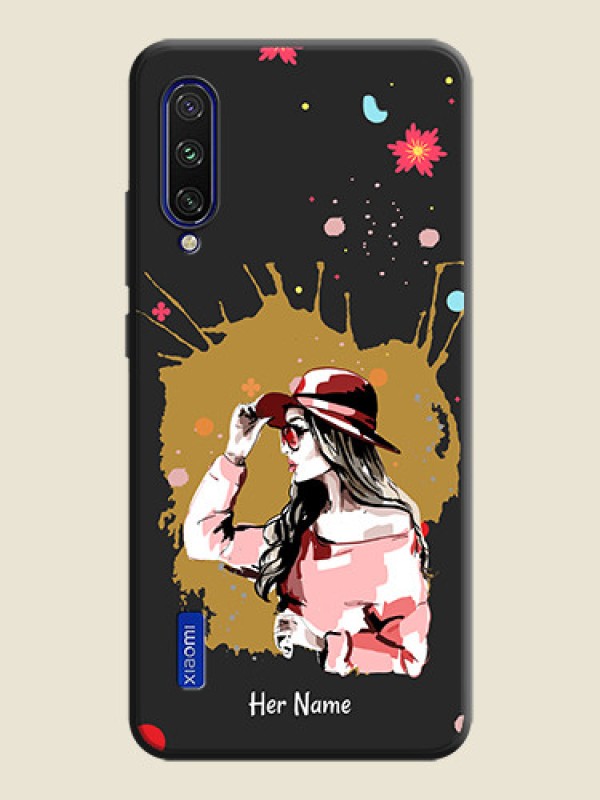 Custom Mordern Lady With Color Splash Background With Custom Text On Space Black Personalized Soft Matte Phone Covers -Xiaomi Mi A3 - alternate view
