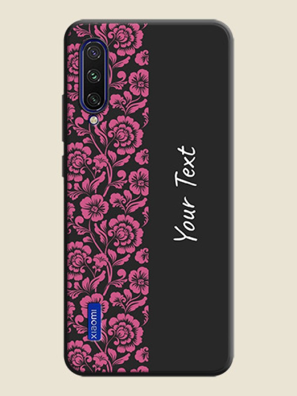Custom Pink Floral Pattern Design With Custom Text On Space Black Personalized Soft Matte Phone Covers -Xiaomi Mi A3 - alternate view