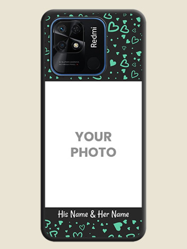 Custom Sea Green Indefinite Love Pattern on Photo on Space Black Soft Matte Mobile Cover - Redmi 10 Power - alternate view
