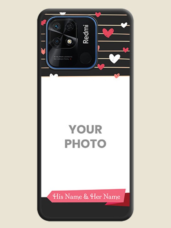 Custom Love Pattern with Name on Pink Ribbon  on Photo on Space Black Soft Matte Back Cover - Redmi 10 Power - alternate view