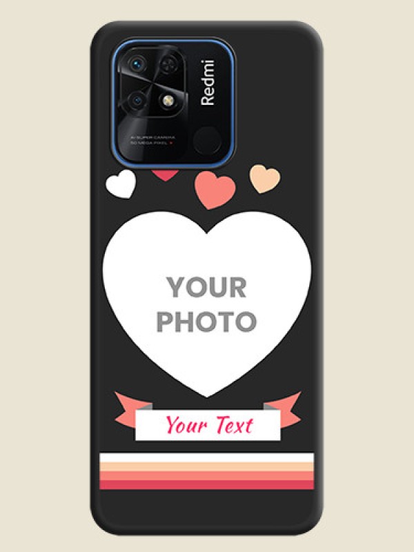 Custom Love Shaped Photo with Colorful Stripes on Personalised Space Black Soft Matte Cases - Redmi 10 Power - alternate view