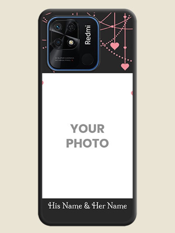 Custom Pink Love Hangings with Text on Space Black Custom Soft Matte Back Cover - Redmi 10 Power - alternate view