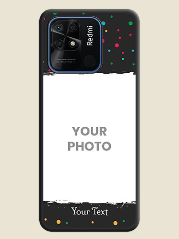 Custom Multicolor Dotted Pattern with Text on Space Black Custom Soft Matte Phone Back Cover - Redmi 10 Power - alternate view