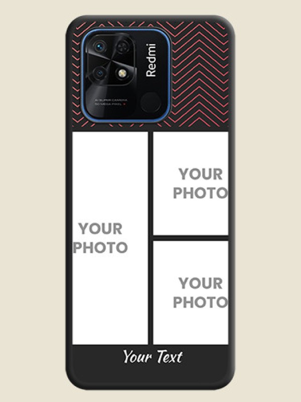 Custom Wave Pattern with 3 Image Holder on Space Black Custom Soft Matte Back Cover - Redmi 10 Power - alternate view