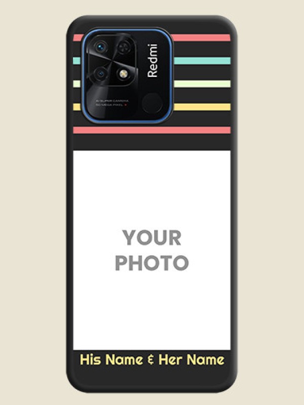 Custom Color Stripes with Photo and Text on Photo on Space Black Soft Matte Mobile Case - Redmi 10 Power - alternate view