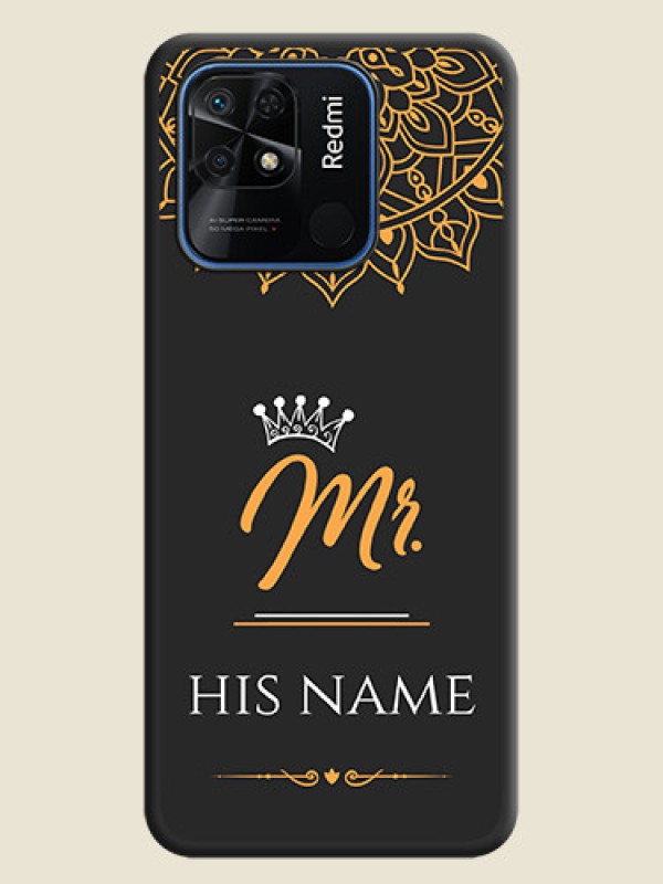 Custom Mr Name with Floral Design  on Personalised Space Black Soft Matte Cases - Redmi 10 Power - alternate view