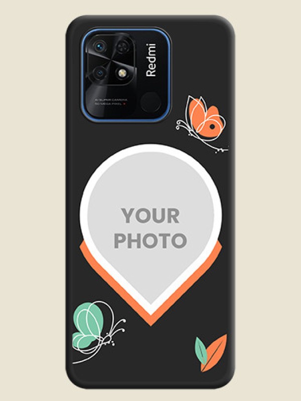 Custom Upload Pic With Simple Butterly Design On Space Black Personalized Soft Matte Phone Covers -Xiaomi Redmi 10 Power - alternate view
