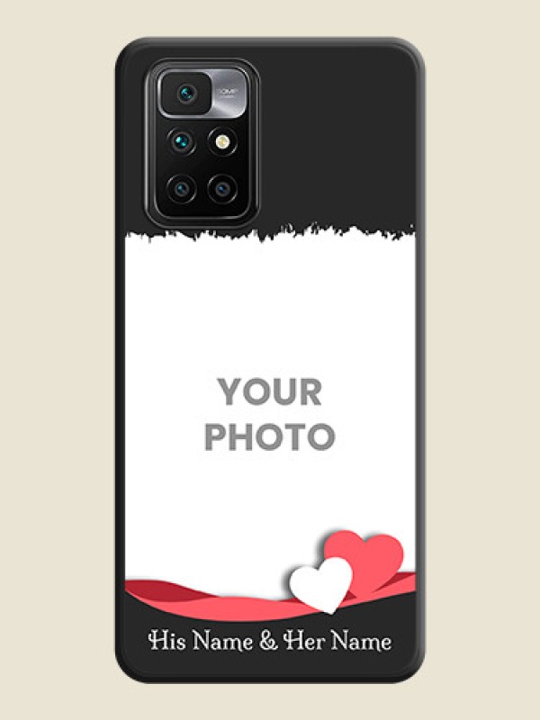 Custom Pin Color Love Shaped Ribbon Design with Text on Space Black Custom Soft Matte Phone Back Cover - Redmi 10 Prime 2020 - alternate view