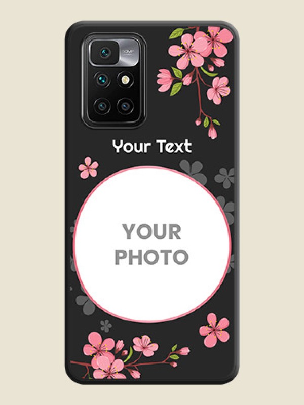 Custom Round Image with Pink Color Floral Design on Photo on Space Black Soft Matte Back Cover - Redmi 10 Prime 2020 - alternate view