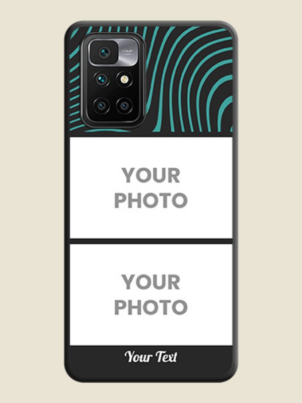 Custom Wave Pattern with 2 Image Holder on Space Black Personalized Soft Matte Phone Covers - Redmi 10 Prime 2020 - alternate view