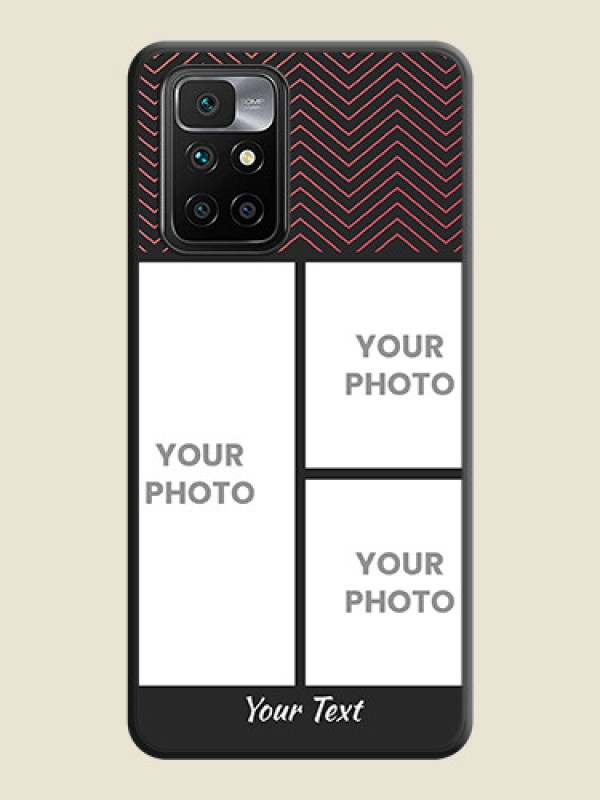 Custom Wave Pattern with 3 Image Holder on Space Black Custom Soft Matte Back Cover - Redmi 10 Prime 2020 - alternate view