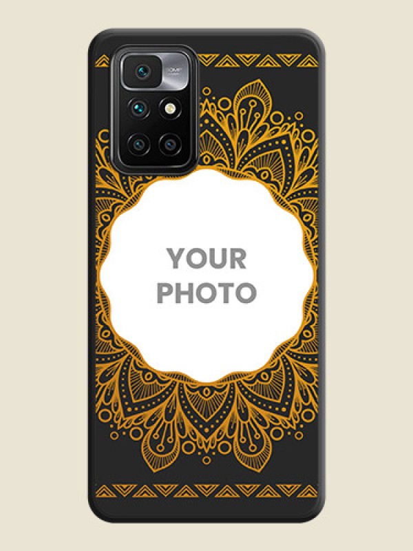 Custom Round Image with Floral Design on Photo on Space Black Soft Matte Mobile Cover - Redmi 10 Prime 2020 - alternate view