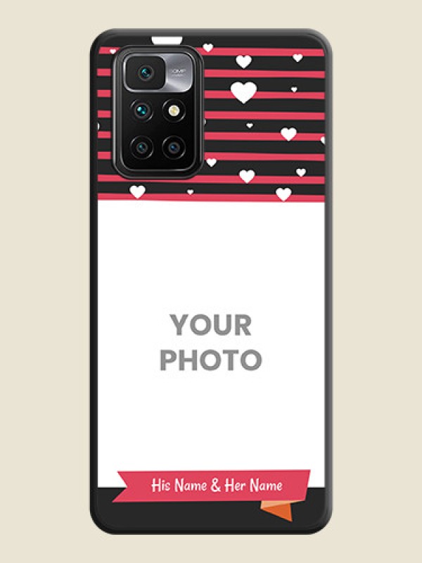 Custom White Color Love Symbols with Pink Lines Pattern on Space Black Custom Soft Matte Phone Cases - Xiaomi Redmi 10 Prime - alternate view