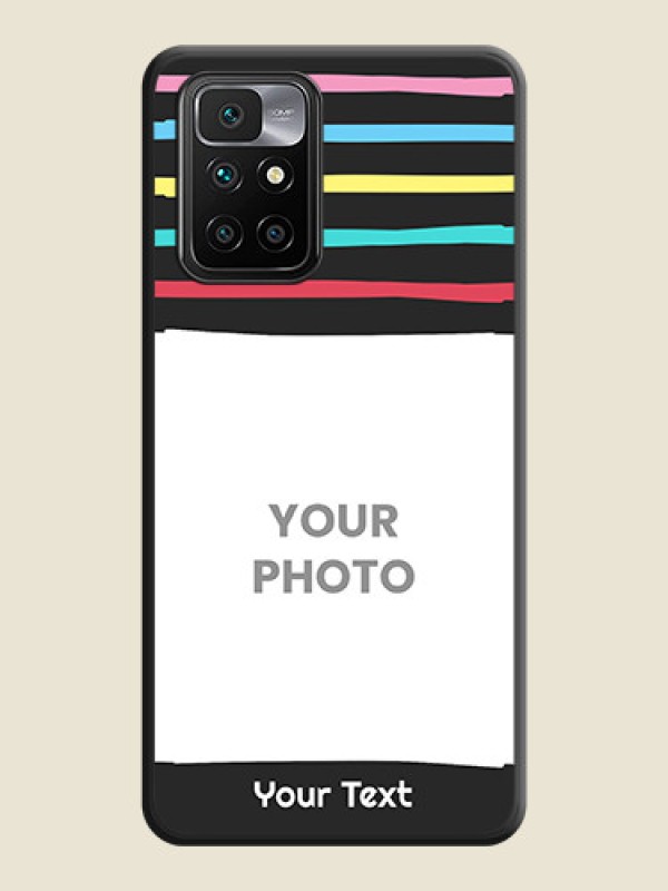Custom Multicolor Lines with Image on Space Black Personalized Soft Matte Phone Covers - Xiaomi Redmi 10 Prime - alternate view