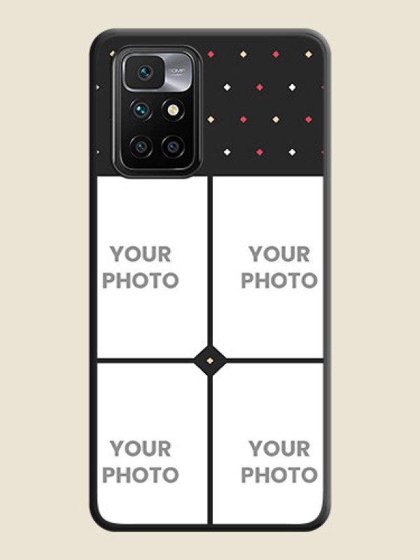 Custom Multicolor Dotted Pattern with 4 Image Holder on Space Black Custom Soft Matte Phone Cases - Xiaomi Redmi 10 Prime - alternate view