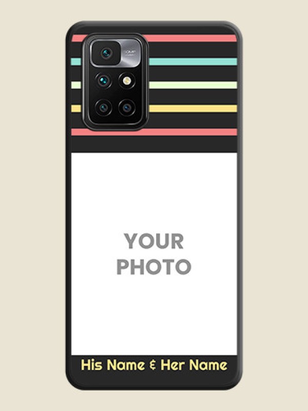 Custom Color Stripes with Photo and Text on Photo on Space Black Soft Matte Mobile Case - Xiaomi Redmi 10 Prime - alternate view