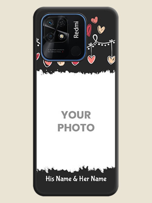 Custom Pink Love Hangings with Name on Space Black Custom Soft Matte Phone Cases - Redmi 10 - alternate view