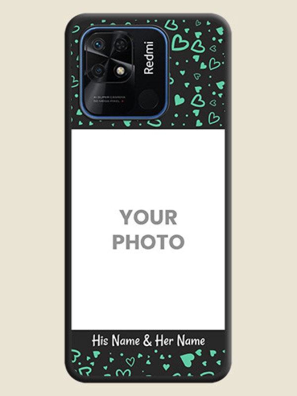 Custom Sea Green Indefinite Love Pattern on Photo on Space Black Soft Matte Mobile Cover - Redmi 10 - alternate view
